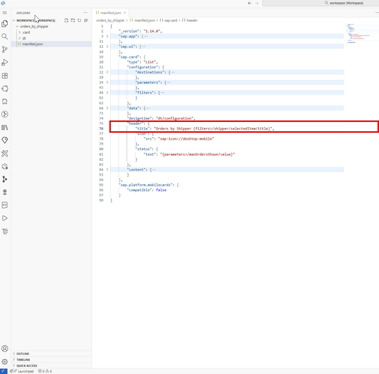Image depicting manifest.json file โ use parameters in the header’s title 